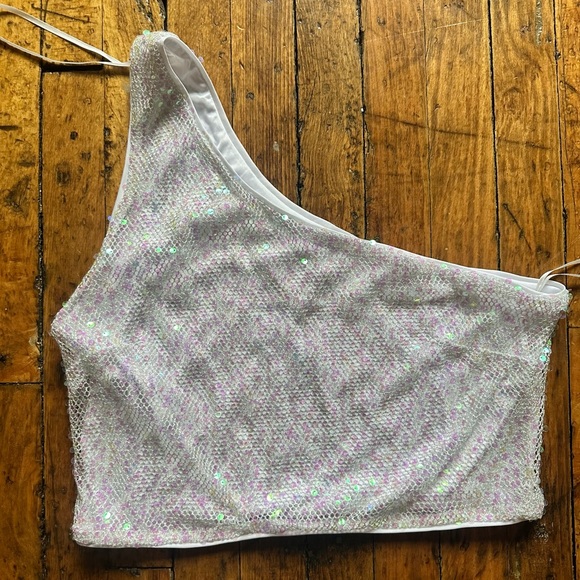 H&M Sequined One Shoulder Net Top & Sequined Net Skirt - Size L - Picture 7 of 14